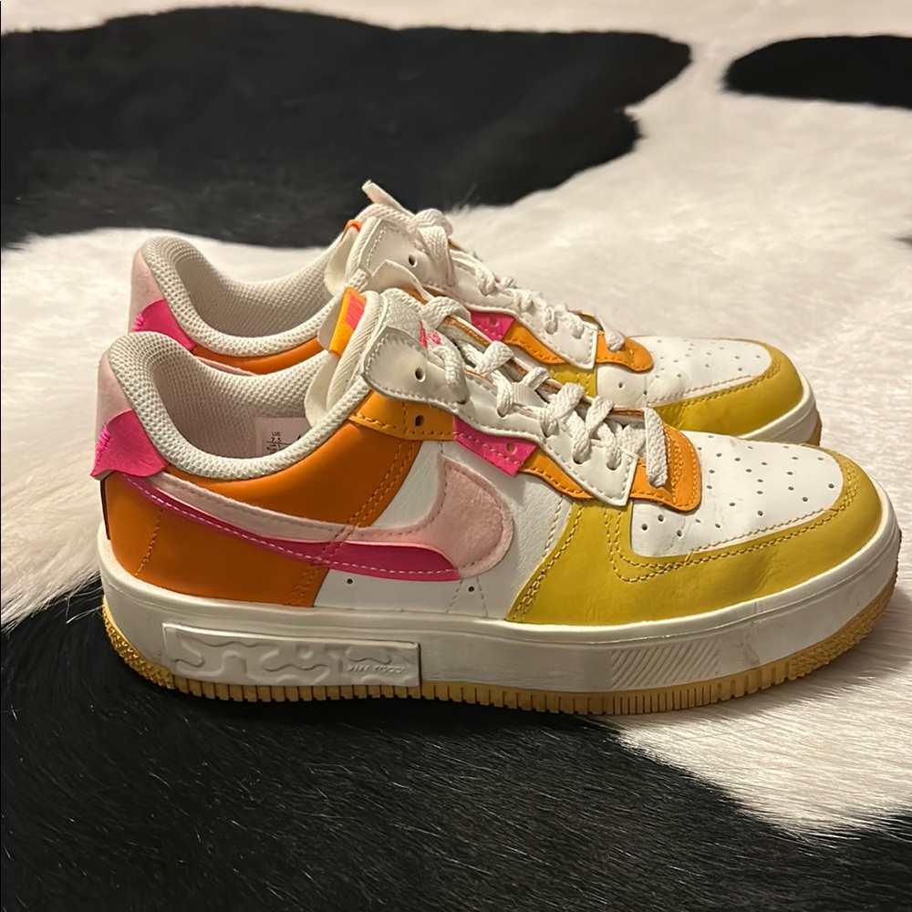 Nike Women's Sneakers - Yellow, Orange, Pink, and White